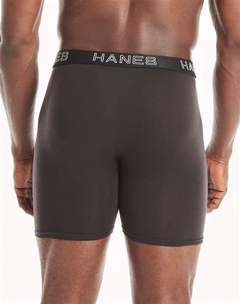 Hanes 4 Pack Mens Ultimate Long Leg Boxer Comfort Flex Fit Brief Black