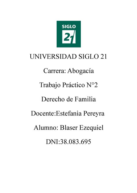 Tp Word Tp Familia Primera Parte Universidad Siglo Carrera