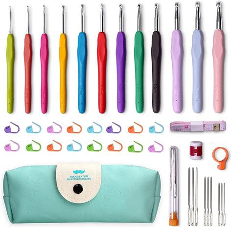 Luxebell Crochet Hooks Set 11Pcs Colorful Ergonomic Soft Rubber Comfort