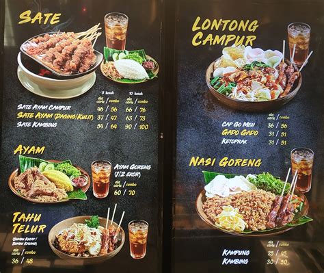 menu  sate khas senayan express restaurant jakarta jl metro pondok