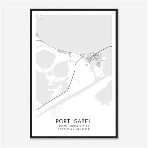 Port Isabel Texas Map Poster, Modern Home Decor Wall Art Print - Custom