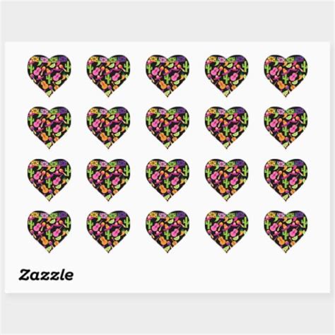 Fiesta Party Sombrero Cactus Limes Peppers Maracas Heart Sticker Zazzle