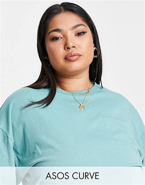 Asos Design Curve Oversized T Shirt In Sea Green Asos