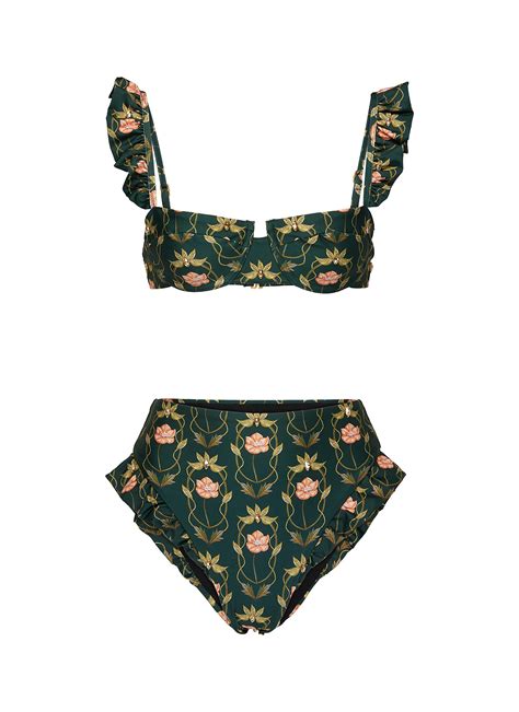 Agua Kiwi Esot Rico Bikini Set In Green Modesens