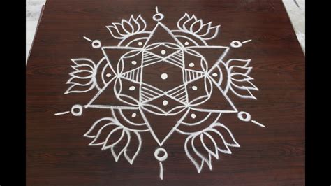 Lotus Rangoli Designs With To Interlaced Dots Muggulu Designs