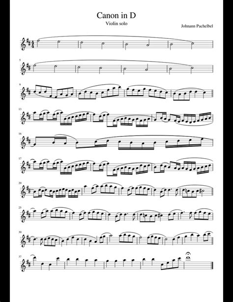 Canon In D Sheet Music For Violin Download Free In Pdf Or Midi