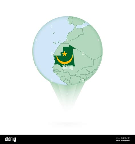 Mauritania Map Stylish Location Icon With Mauritania Map And Flag