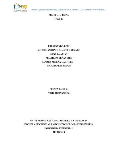 Fase final diplomado de profundización en Supply Chain Management y