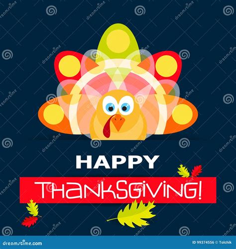 Template Greeting Card With A Happy Thanksgiving Turkey Vector Stock Vector Illustration Of