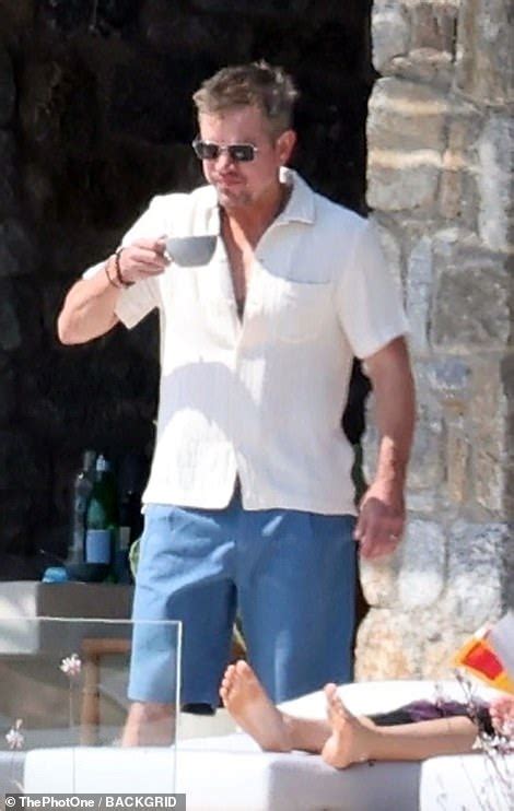 Matt Damon Goes Shirtless While Sunbathing Poolside With His Bikini Clad Wife In Mykonos Daily