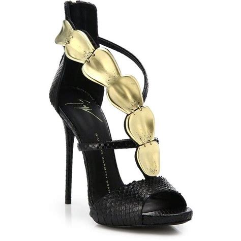 Giuseppe Zanotti Croc Effect Metal Snake Embossed Leather Sandals