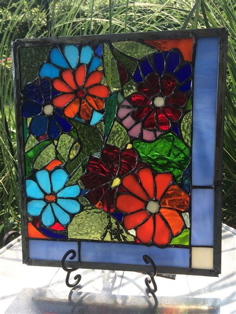 Stained Glass Sunflower Window Transom Panel Easter Suncatcher Etsy