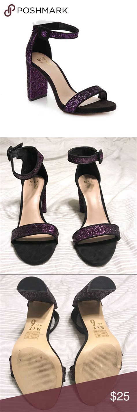 Purple Glitter Block Heel Sandal Mix No 6 Cym 8 Heels Block Heels