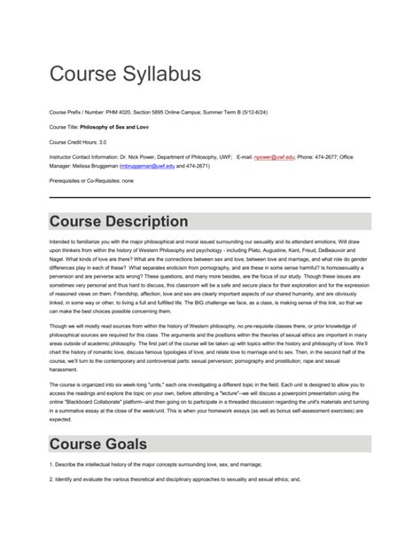 Course Syllabus University Of West Florida