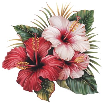 Free Hawaiian Flower Sticker Clipart Floral Vector Illustration Of