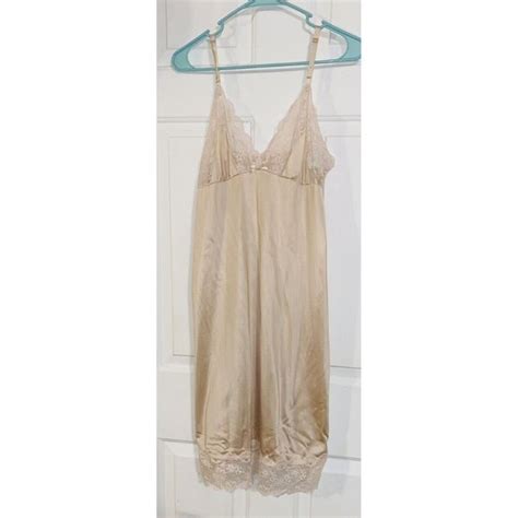 Kayser Intimates Sleepwear Vintage 6s Tan Nude Beige Nylon Chiffon Nightgown Slip Kayser