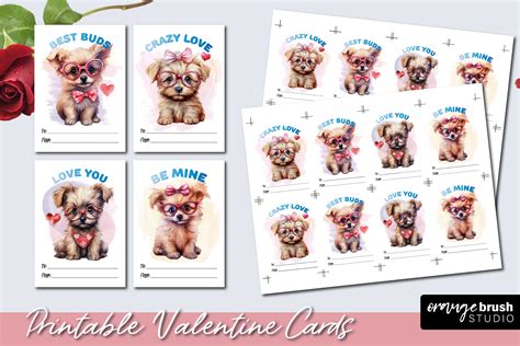 Valentine's Day Printable Cards for Kids Graphic by Orange Brush Studio ...