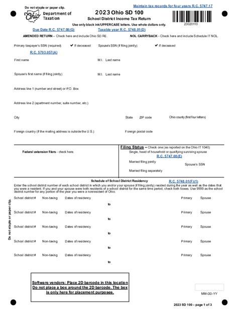 Fillable Online Tax Ohio Annual Tax Rates Ohio Department Of Taxation