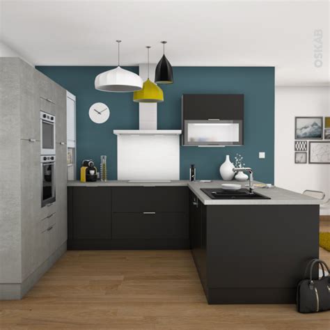 Meuble De Cuisine Angle Bas HELIA Noir Demi Lune Coulissant EPOXY