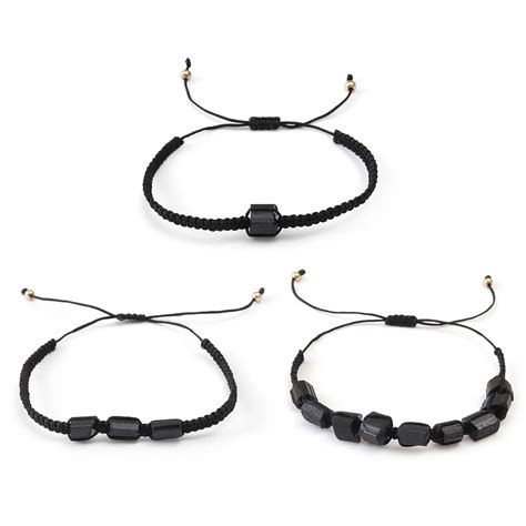 Мужской черный турмалиновый браслет | AliExpress
