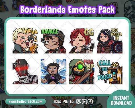 Cute Borderlands Twitch Emotes Pack Streamer Emotes Chibi Etsy In