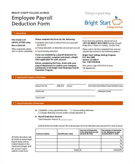 Payroll Deduction Form Template 10 Free Sample Example Format 93025 Hot Sex Picture