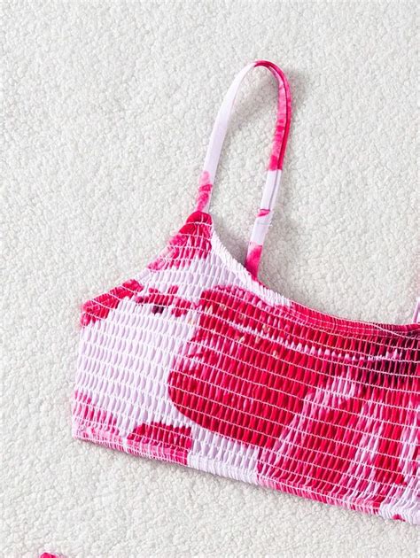 Conjunto de Maiô Bikini Impresso Estampa Aleatória de Férias na Praia Fofa para Mulheres