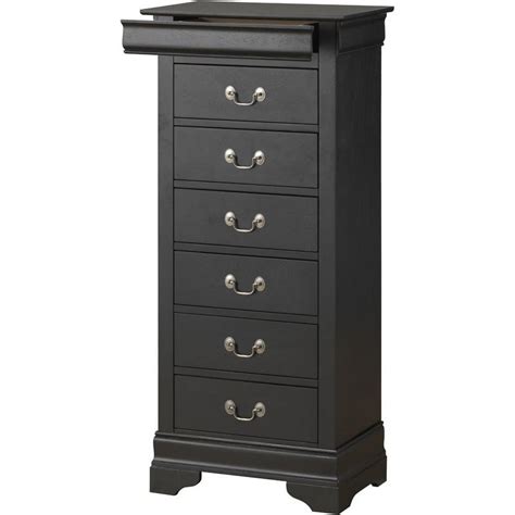 Maklaine Traditional Engineered Wood Drawer Lingerie Chest In Black Walmart