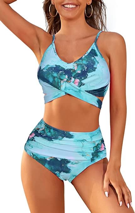 Crisscross Bandage Bikini Top Wrap Swimwear Floral Print Two Piece Wf Shopping