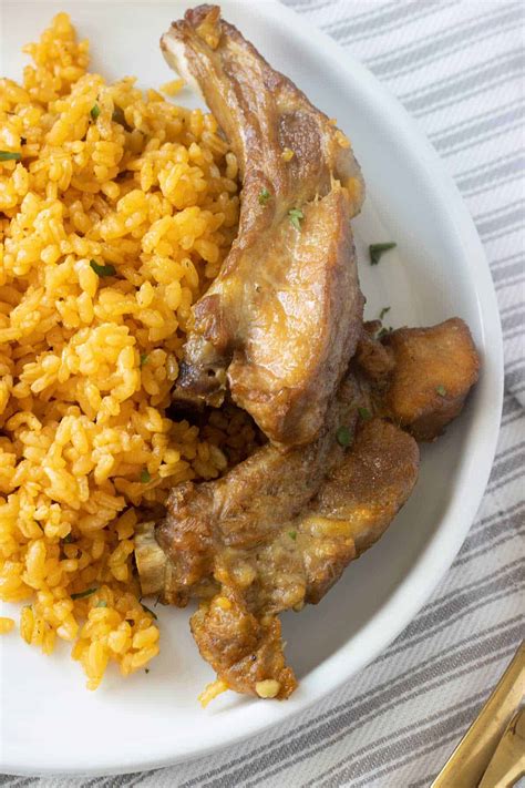 Puerto Rican Style Pork Rib Rice - Food Metamorphosis