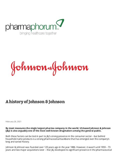 A History of Johnson & Johnson | PDF | Johnson & Johnson | Pharmaceutical Industry