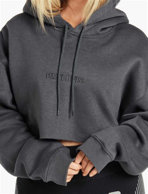 Oversized Crop Hoodie Slate Pursue Fitness