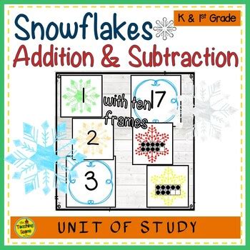 Snowflake Themed 2 Addend Addition Subtraction With Ten Frames