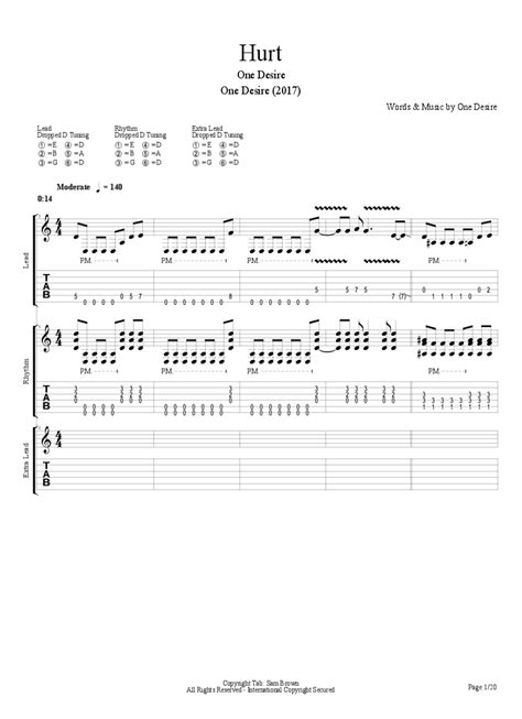 Hurt Chords Tabs One Desire