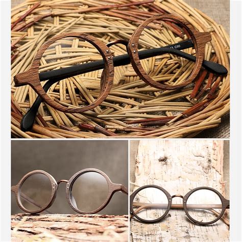 Hdcrafter Round Wood Frame Eyeglasses Fuzweb