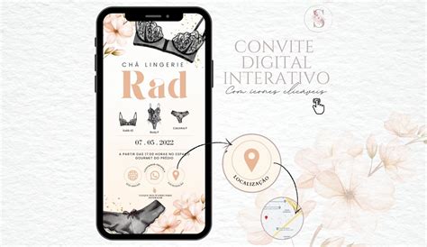 Convite Ch De Lingerie Digital Interativo Floral Elo