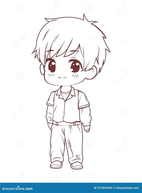 Anime Chibi Boy Standing Coloring Stock Vector - Illustration of cool ...