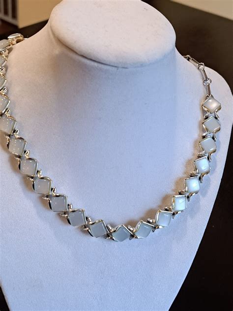 Vintage Coro Necklace White Moonstone Lucite Inch Adjustable