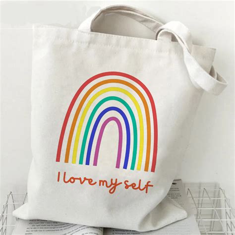 Lgbtq Love Is Love Custom Print Canvas Bag Rainbow Letters Gay Pride