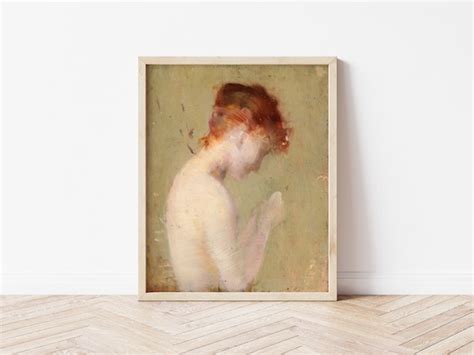 Printable Art Vintage Nude Portrait Painting Of Woman With Etsy