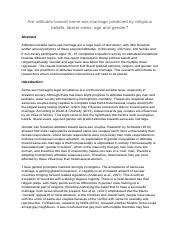 Are Attitudes Toward Same Sex Marriage Predicted By Religious Beliefs Liberal Views Age And