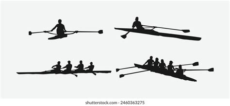 39558 Rowing Silhouette เวกเตอร์สต็อกและงานศิลปะเวกเตอร์ Shutterstock