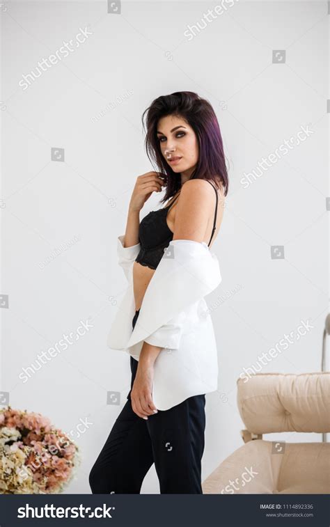 Beautiful Brunette Girl Sexy Business Suit Stock Photo 1114892336 Shutterstock