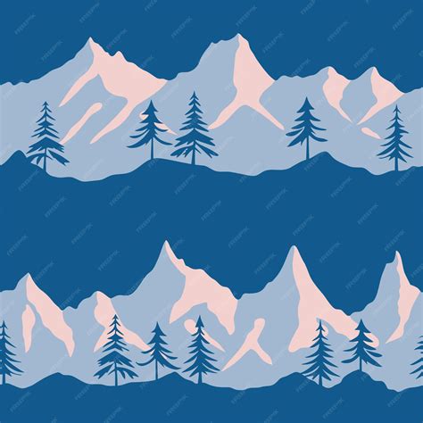 premium vector seamless pattern mountain landscape