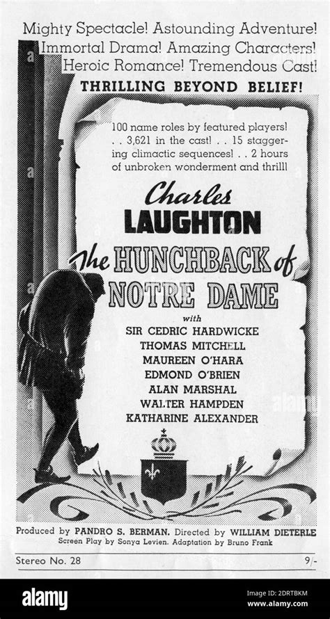 CHARLES LAUGHTON as Quasimodo and MAUREEN O'HARA as Esmeralda in THE ...