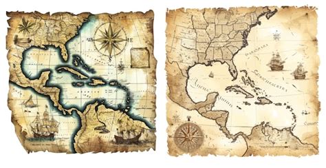 Premium Vector | Ancient pirate routes fantasy sea pirates ships and vintage pirate maps