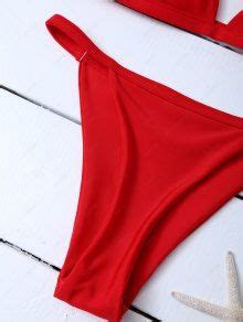 Low Waisted Spaghetti Strap Bikini Swimwear In Red Zaful