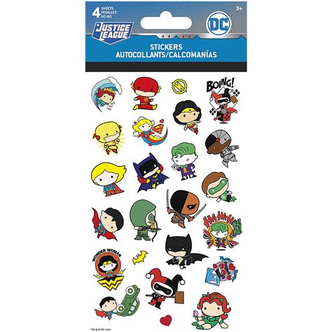 DC Comics Chibi Justice League 4 Sheet Variety Sticker Set