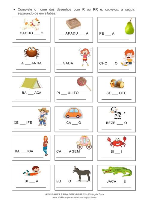 Cinco Palavras Com Rr - ATIVIDADES PARA EDUCADORES: Ortografia - Palavras com R ou RR