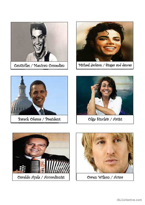 Cards For Describing Famous People English Esl Worksheets Pdf And Doc